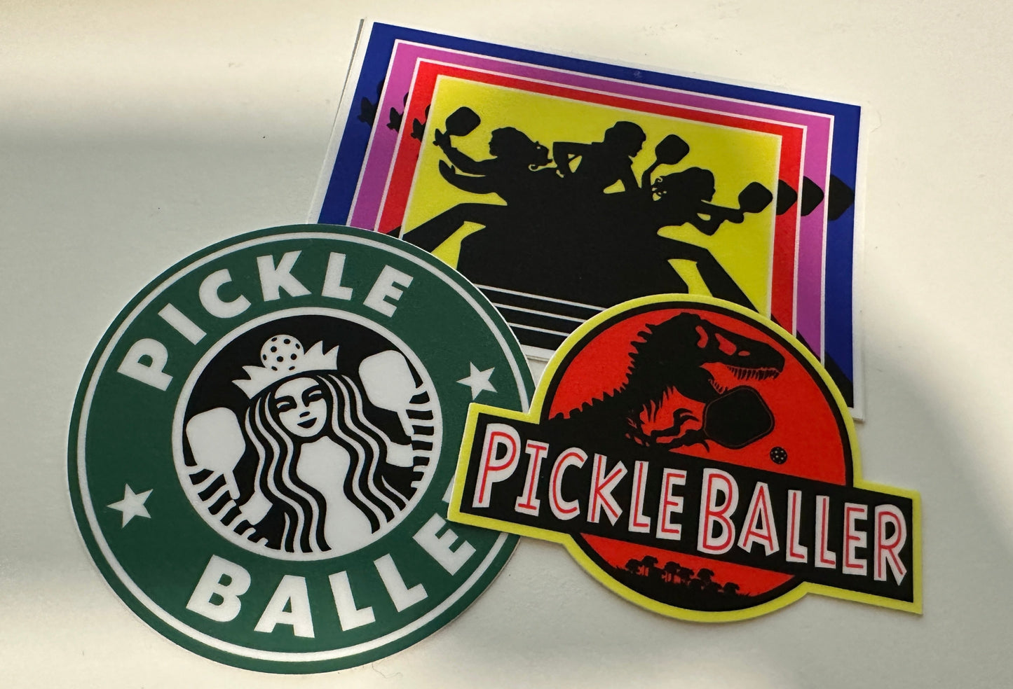 Pickleball Sticker Bundle ~ 3 Fun Stickers!  Free Shipping!  Great gift for Christmas or birthday ~ Water bottle stickers