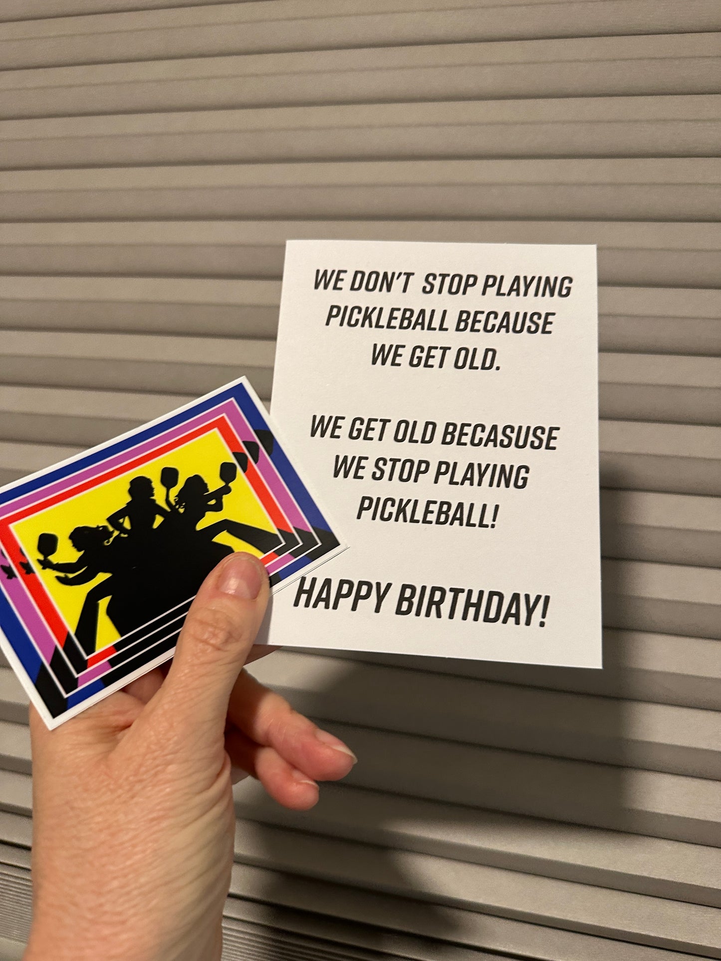 Pickleball Birthday Card ~ With Stickers!  Free Shipping - Card and Gift in One! Pickle Ball Gifts for Him or Her